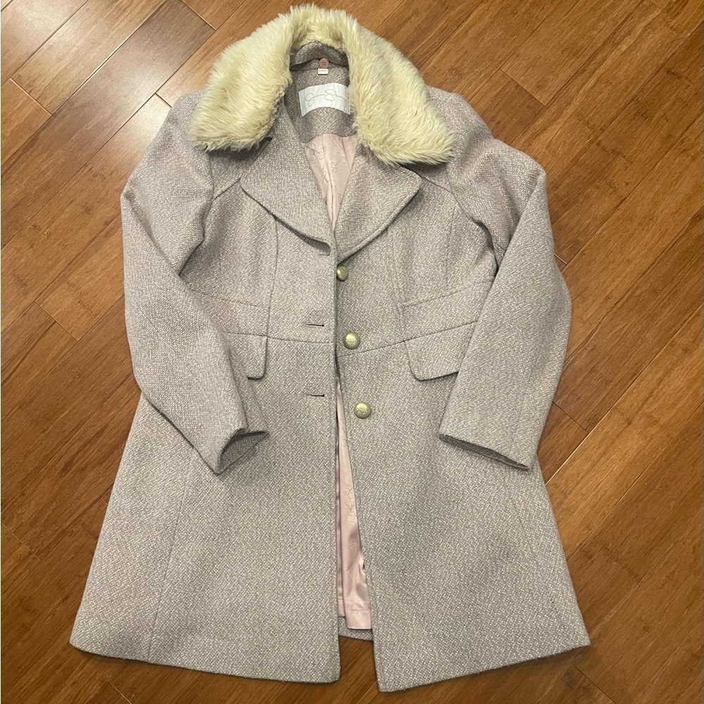 Womans XL dusty pink and grey dress coat